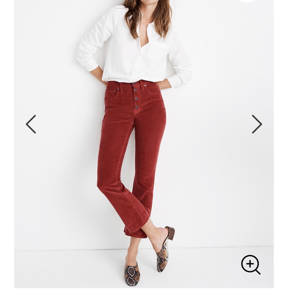 Madewell Rust Corduroy Cropped Jeans